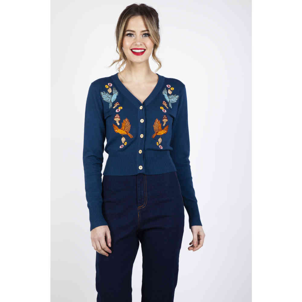 Voodoo Vixen - Ginny Woodland Strickjacke - Blau